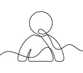 Lijntekening van (bovenste helft) van een persoon.